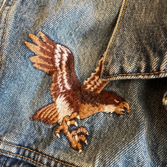 Levi's Limited Men's Embroidered Japanese Eagle Mount Fuji Trucker Jacket Sz L - Picture 3 of 6